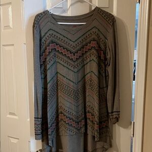 Double D Ranch Patterned Long Sleeve Top